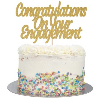 Gold Congratulations On Your Engagement Cake Topper