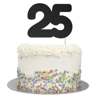 Black Glitter Large Glitter Number 25 Cake Topper