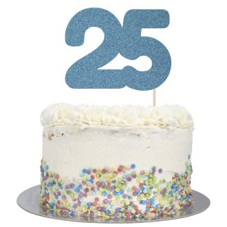 Blue Glitter Large Glitter Number 25 Cake Topper