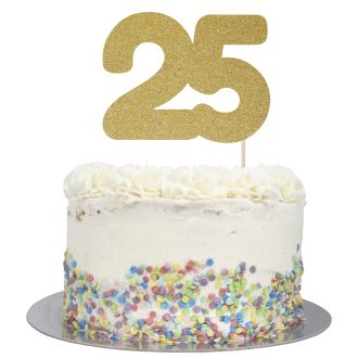 Gold Glitter Large Glitter Number 25 Cake Topper
