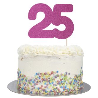 Hot Pink Glitter Large Glitter Number 25 Cake Topper