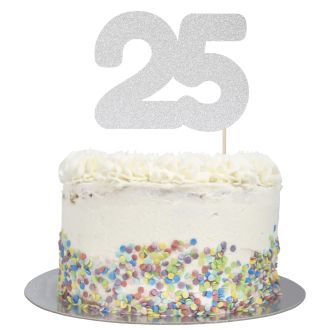 Silver Glitter Large Glitter Number 25 Cake Topper