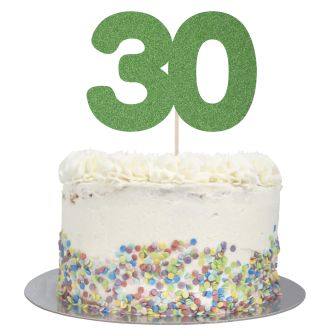 Green Glitter Large Glitter Number 30 Cake Topper