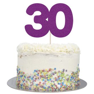 Purple Glitter Large Glitter Number 30 Cake Topper