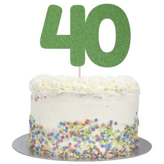 Green Glitter Large Glitter Number 40 Cake Topper