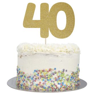 Gold Glitter Large Glitter Number 40 Cake Topper