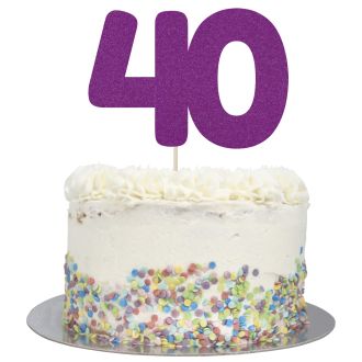 Purple Glitter Large Glitter Number 40 Cake Topper