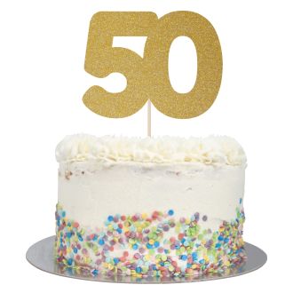Gold Glitter Large Glitter Number 50 Cake Topper
