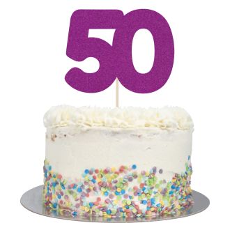 Purple Glitter Large Glitter Number 50 Cake Topper