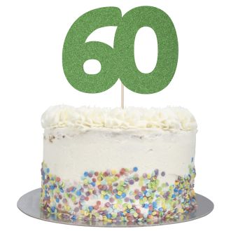 Green Glitter Large Glitter Number 60 Cake Topper