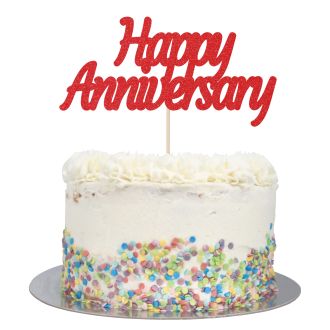 Red Glitter Large Happy Anniversary cake Topper