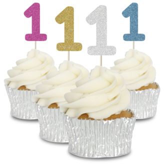 1 Glitter Number Cupcake Toppers - 12pk