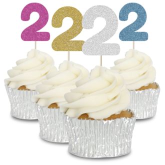 2 Glitter Number Cupcake Toppers - 12pk