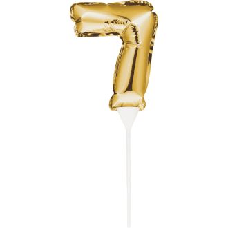 7 Gold Self Inflating Balloon Number Cake Topper