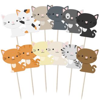Assorted Cute Cats Cupcake Toppers - 12pk