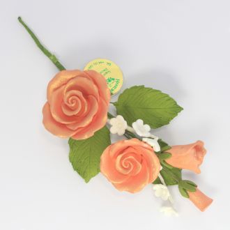 Metallic Rose Gold Traditional Rose Spray - Medium