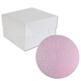 Round Baby Pink Cake Drum and Box