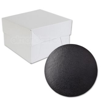 Round Black Cake Drum and Box