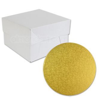 Round Gold Cake Drum and Box