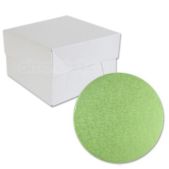 Round Pale Green Cake Drum and Box