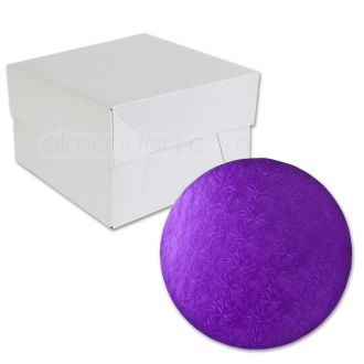 Round Purple Cake Drum and Box