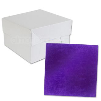 Square Purple Cake Drum and Box
