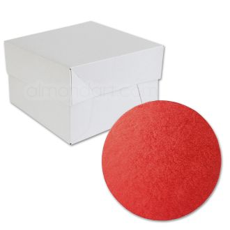 Round Red Cake Drum and Box