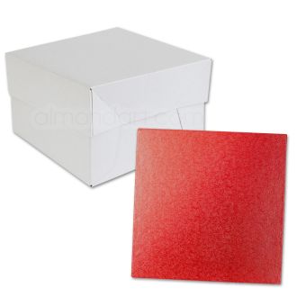 Square Red Cake Drum and Box