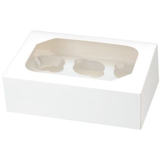 White Glossy 6 Hole Cupcake Box With Insert