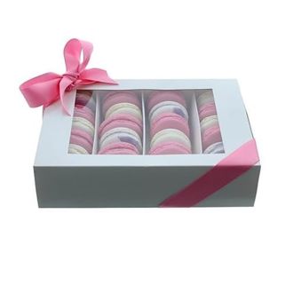 Luxury Satin White Macaron Box With Sleeve - Holds 24
