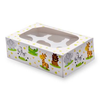 Jungle Safari Cupcake Box - Holds 6