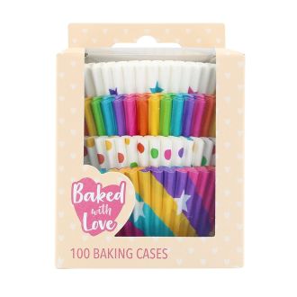 Rainbow Mix Baking Cases - 50mm - Pack of 100