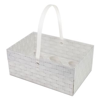 Wicker Design Cupcake Basket With Handle - Holds 6