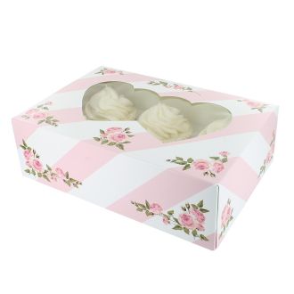 Pink Heart Window Cupcake Box 6/12