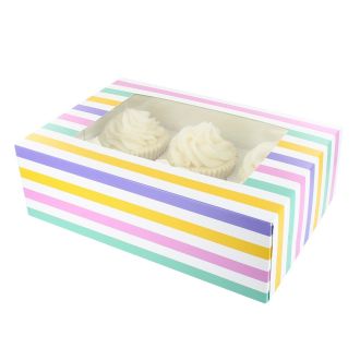 Bold Stripes Window Cupcake Box 6/12
