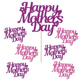 Large Happy Mothers Day & Toppers Set - Purple