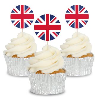 Union Jack Jubilee Cupcake Toppers - 12pk