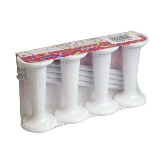 Round White Cake Pillars - 4pk