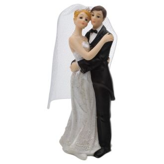 Cuddling Bride & Groom Wedding Cake Topper