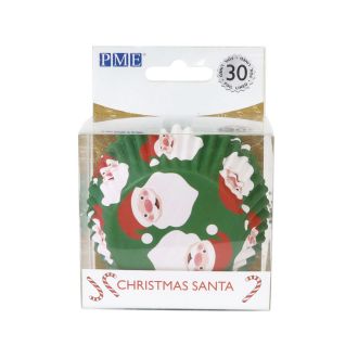 Green Christmas Santa Cupcake Cases - 30pk