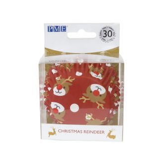 Red Christmas Reindeer Cupcake Cases - 30pk