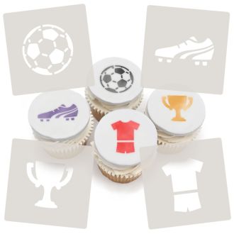 Football Themed Cupcake Stencils Set of 4 Designs