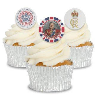 Edible Wafer Coronation Disc Set of Cupcake Toppers - 24pc