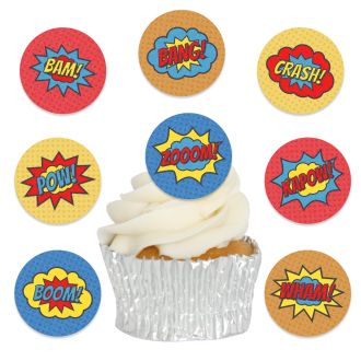 Edible Wafer Comic Signs Cupcake Toppers - 24pc