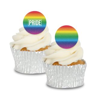 Edible Wafer Rainbow Pride Cupcake Toppers - 24pc
