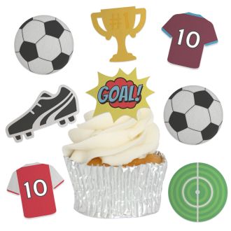Edible Wafer Football Themed Cupcake Toppers - 24pc