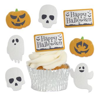 Edible Wafer Happy Halloween Cupcake Toppers - 24pc