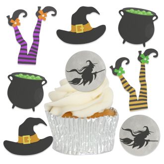 Edible Wafer Witch Cupcake Toppers - 24pc