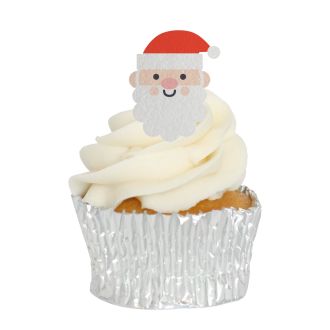Edible Wafer Father Christmas Faces Cupcake Toppers - 24pc
