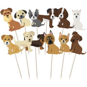 Assorted Cute Dogs Cupcake Toppers - 12pk